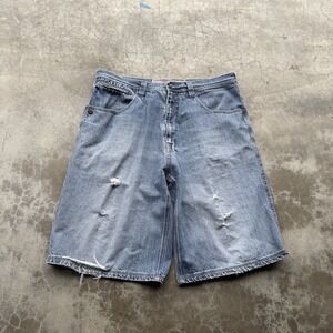 Vintage 90's Clench Jeans Baggy Long Wide Leg Denim Jean Shorts 36